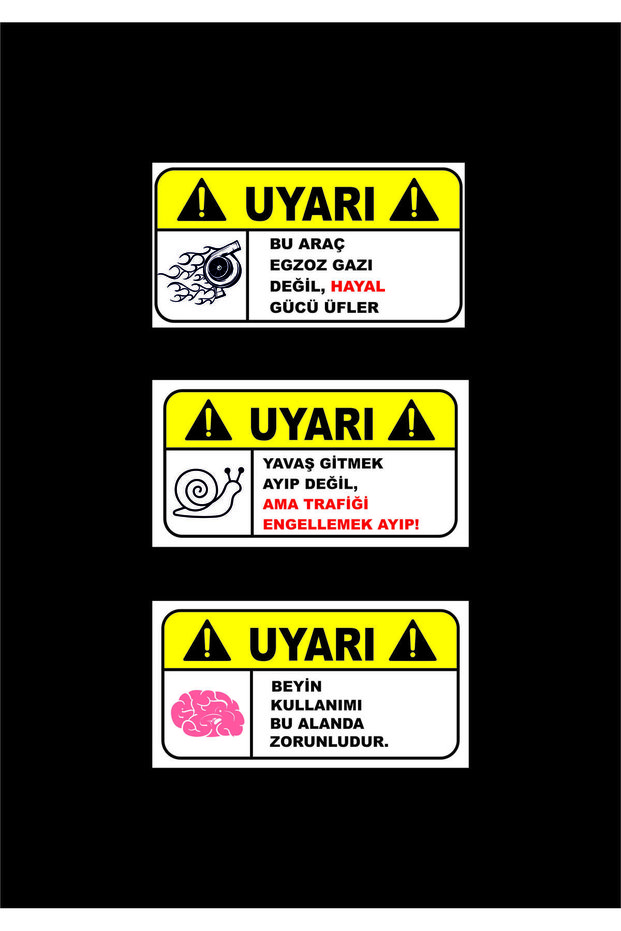 Set of 3 Funny Car Lettering Stickers - Fade-Resistant, Scratch-Resistant Foil - Fun Car Sticker