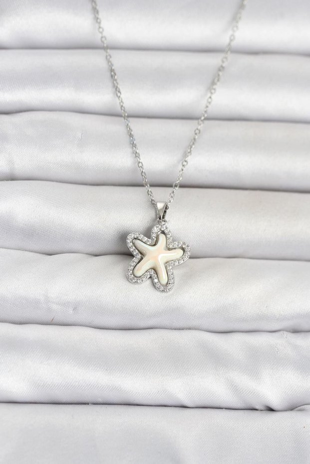 316L Stainless Steel Silver Color Sea Star Model Women's Necklace