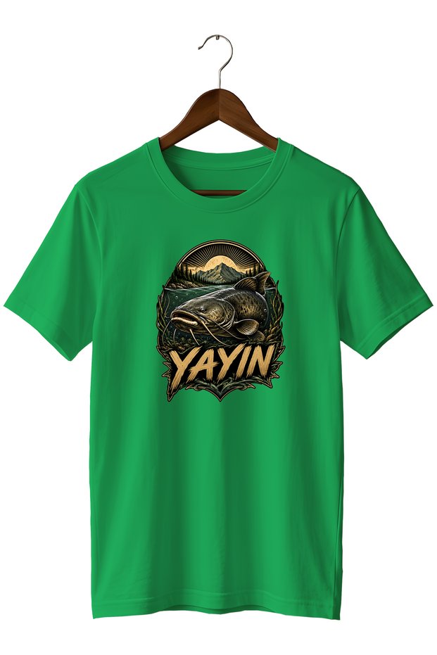 Catfish Printed Unisex T-Shirt Fishing Outdoor Fishing Themed Crew Neck T-Shirt
