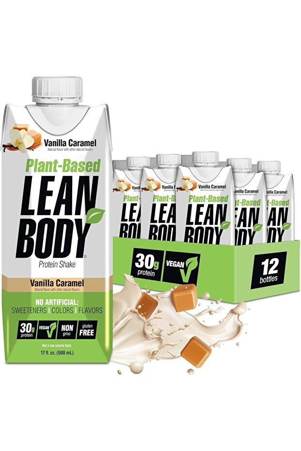Lean Body Ready-to-Drink, Plant-Based Vegan Vanilla Caramel Protein Shake (Pack of 12)