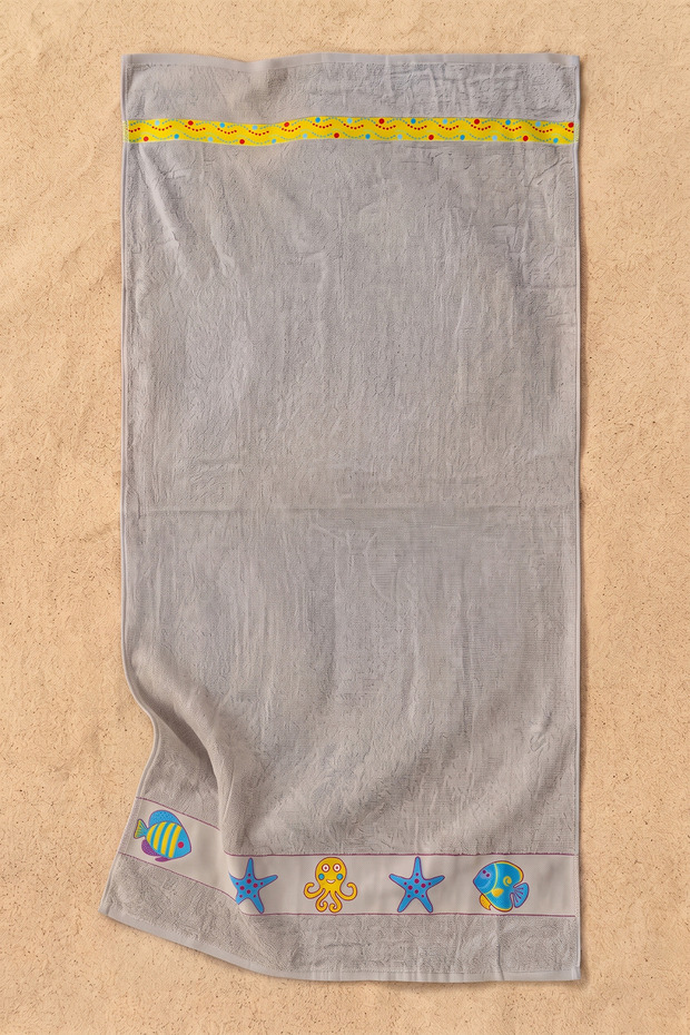 Unisex Sea Creature Motif Cotton Beige Beach Towel 70X150 cm