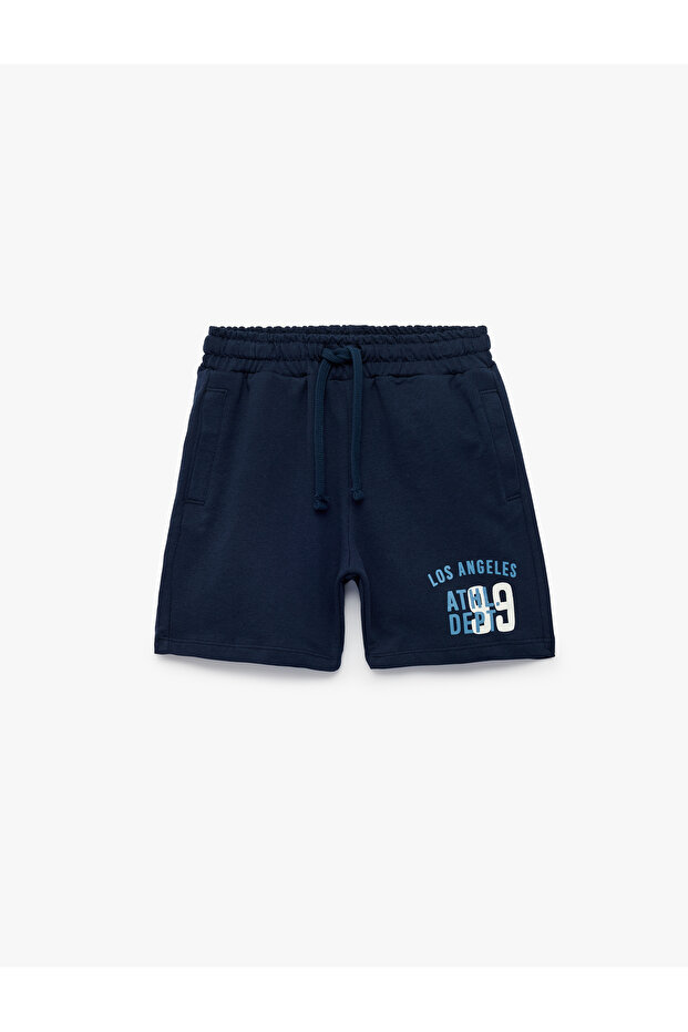 Printed Detailed Cotton Shorts with Elastic Waistband
