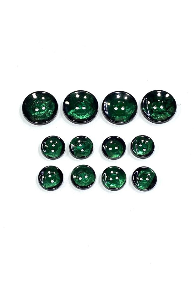 Blazer Jacket Button Set |   Glossy Black Polished Marble Patterned |   Mf9 / Emerald Green