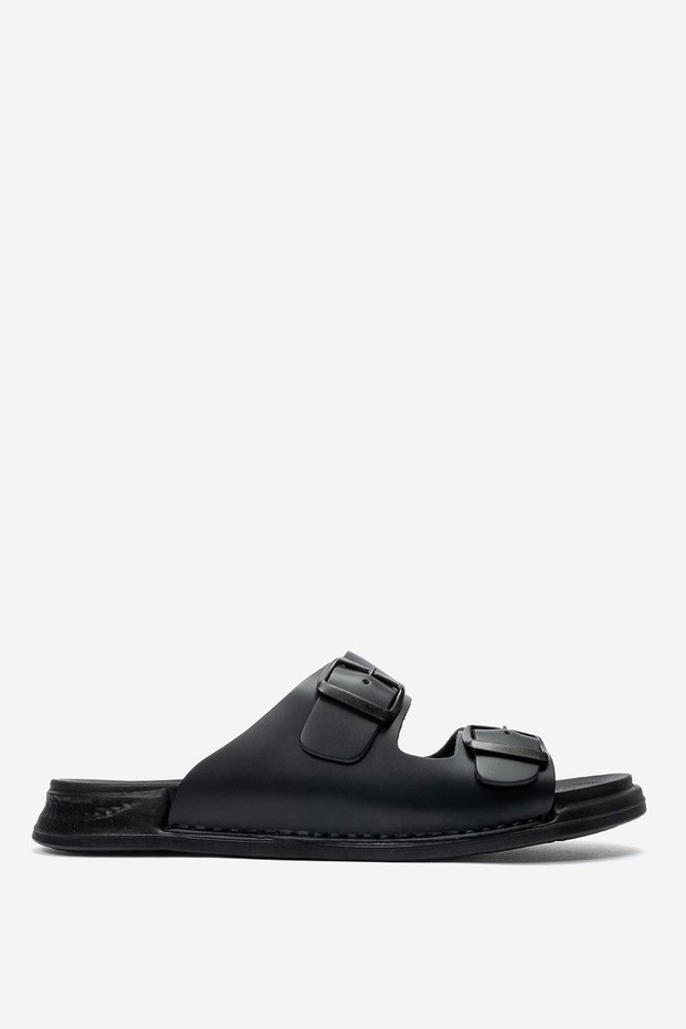 Men's genuine leather strapped slipper hz 251 black