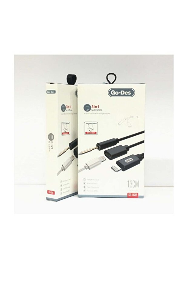 UC08 3-in-1 Audio & Charging Adapter – 3.5mm Headphone Jack + USB Charging Connector for iPhone and Android