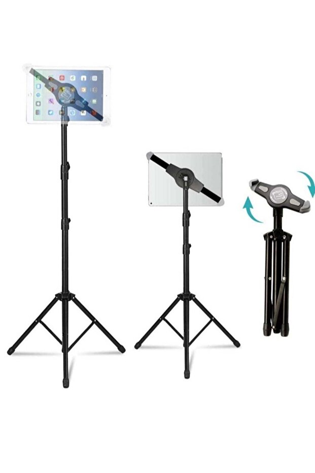 IPad and Mobile Phone Tripod Stand, Height Adjustable 20-60 Inch, 360 Degree Rotating Holder