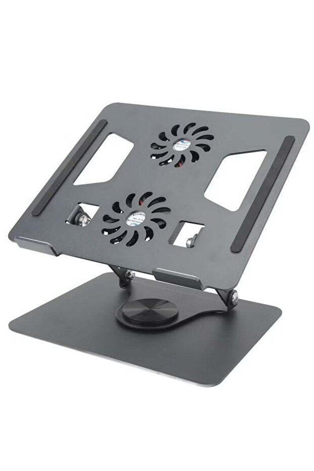 360° Rotatable Laptop Stand with Cooling Fans – Adjustable Aluminum Notebook Riser Holder for Desk Use