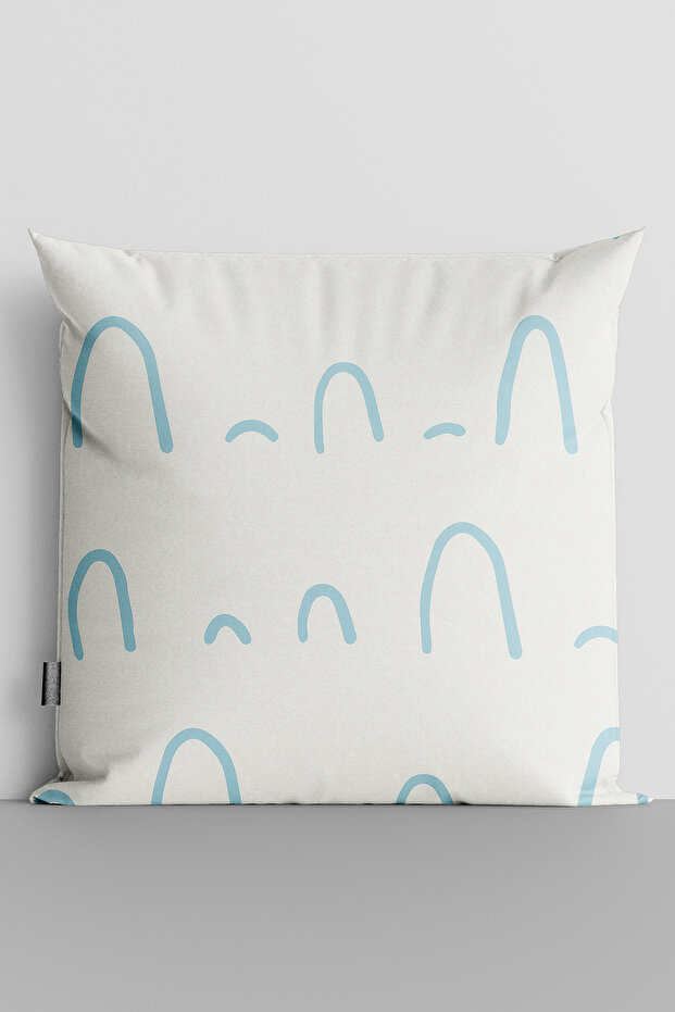 Blue Abstract Shapes Double Sided Digital Printed Throw Pillow Cover