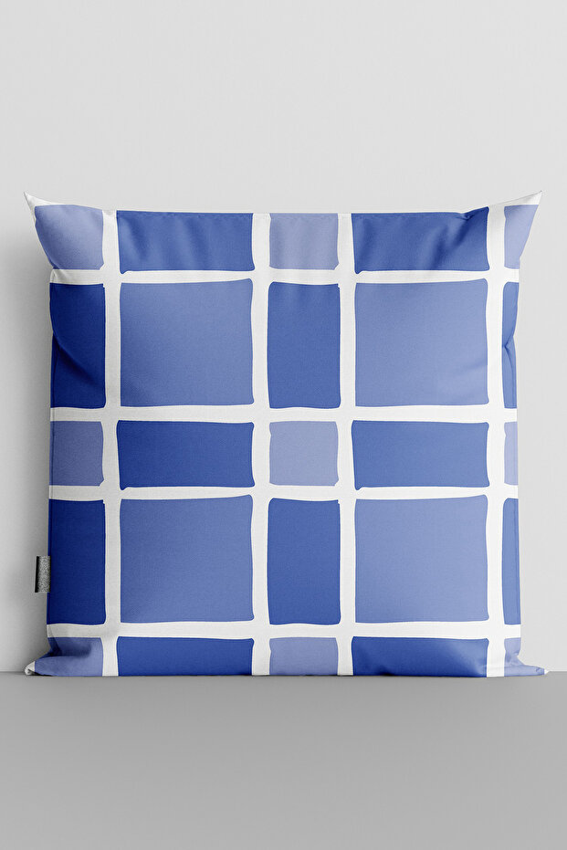 Blue Squares Double Sided Digital Printed Throw Pillow Cover