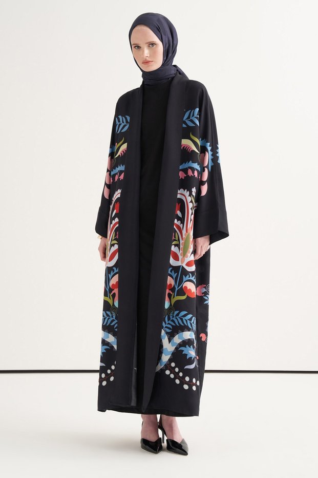 Serina Floş Abaya Black