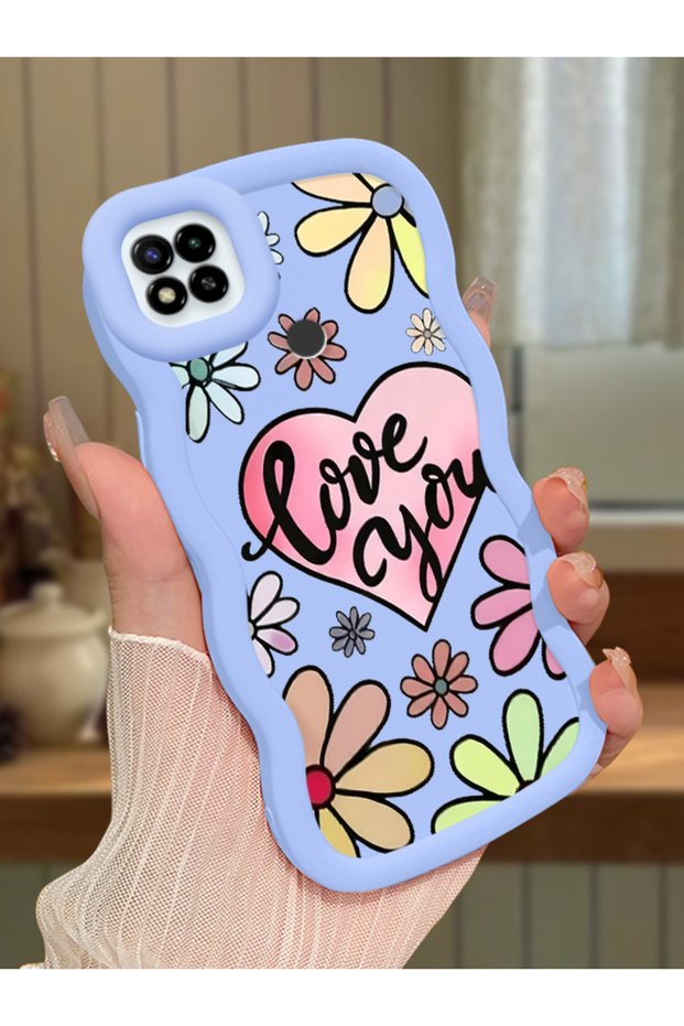 حافظة متوافقة مع هاتف Redmi 9c، حافظة حماية للكاميرا من السيليكون الأزرق، حافظة هاتف بنمط زهور