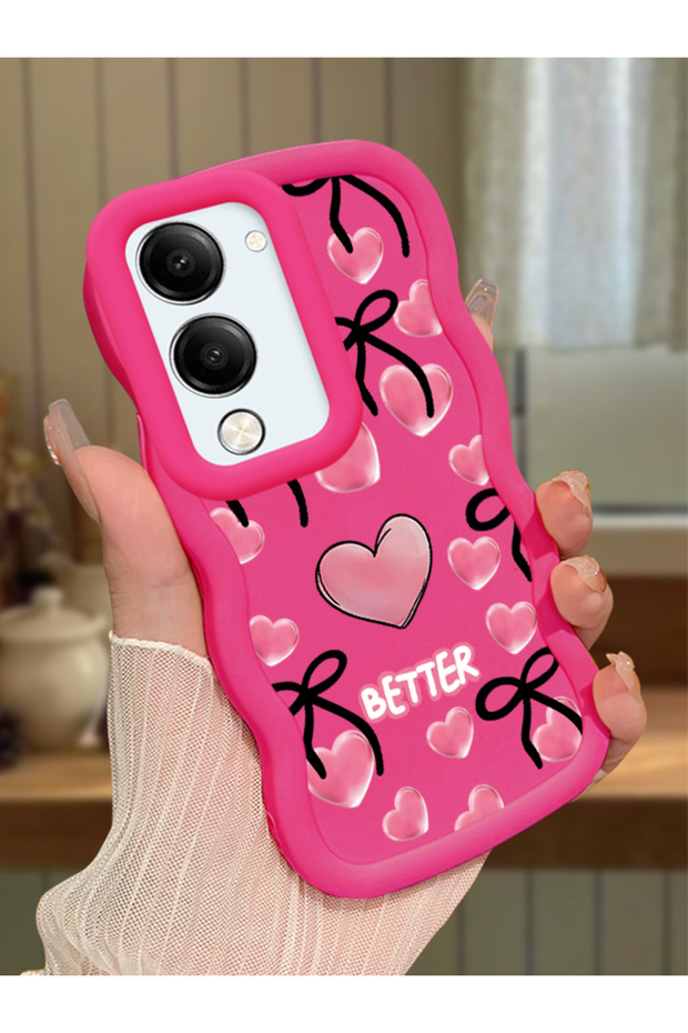 Vivo Y29S Compatible Case Camera Protector Red Silicone Couple Phone Case Heart Pattern