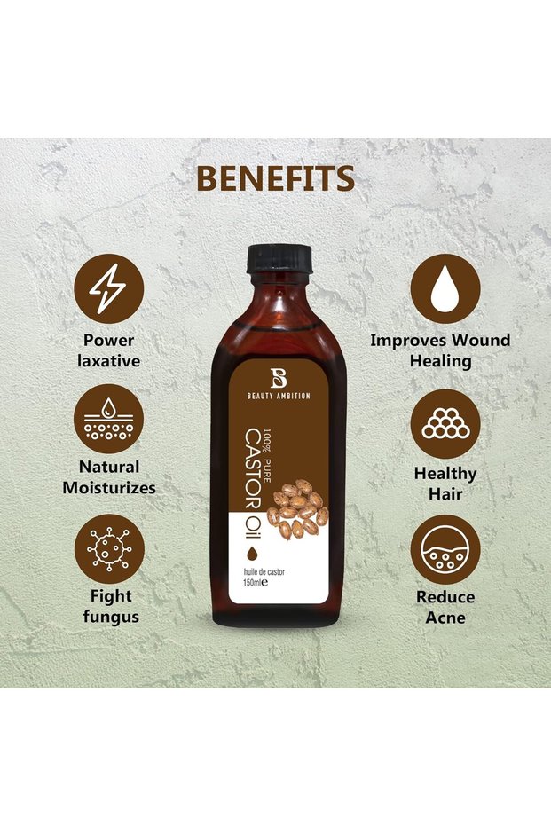 Essential Oils for Hair and Skin Care - 150 Ml Castor Oil