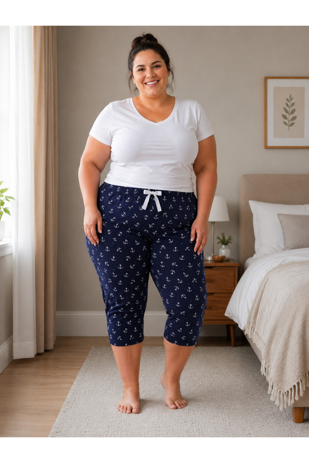 Lycra Ring Viscose King Size Capri Pajama Bottoms 6021