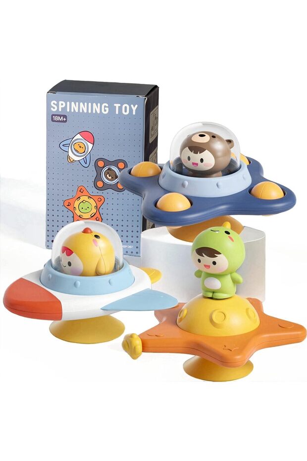 Suction Cup Spinner Toys for Baby, Bath & Sensory Toy, Pack B