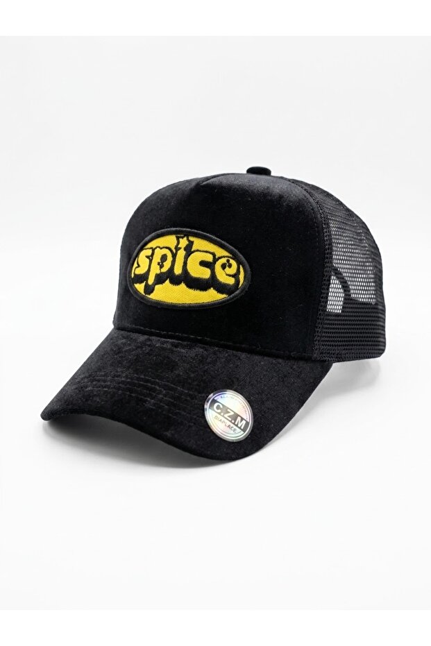 Velvet Trucker Cap with Embroidered Patch | Mesh Back Snapback Hat