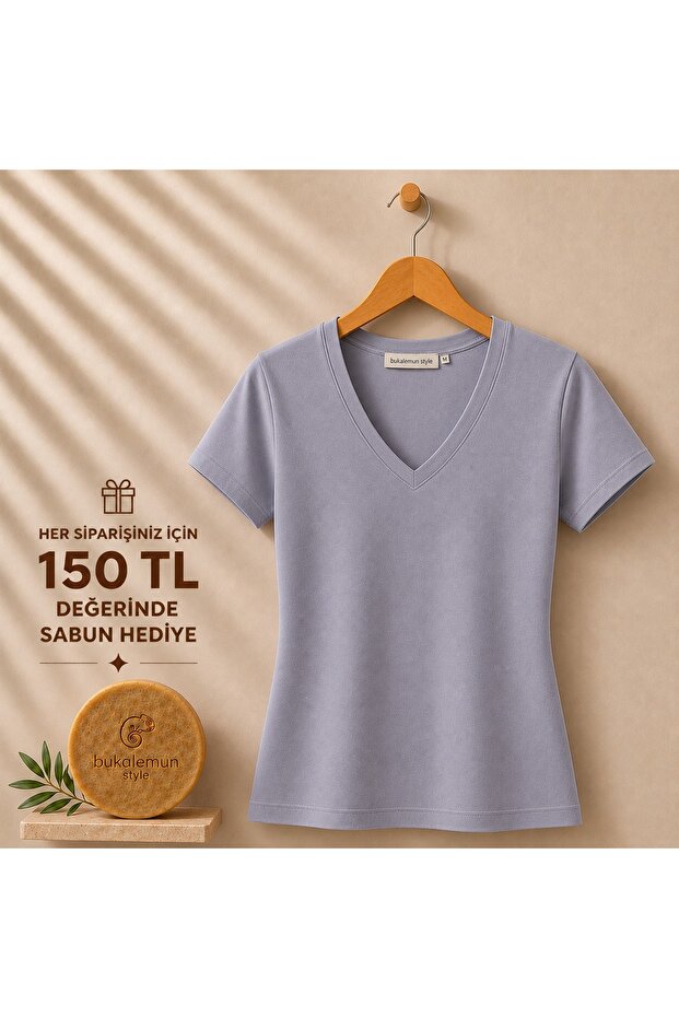 DIANA V Yaka Basic Tişört