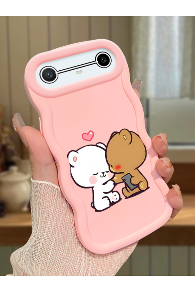 Tecno Spark Slim Compatible Case Camera Protector Pink Silicone Couple Phone Case Cute Pattern