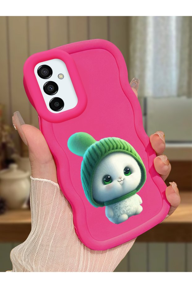 Samsung Galaxy M23 Compatible Case Camera Protector Red Silicone Couple Phone Case Cute Pattern