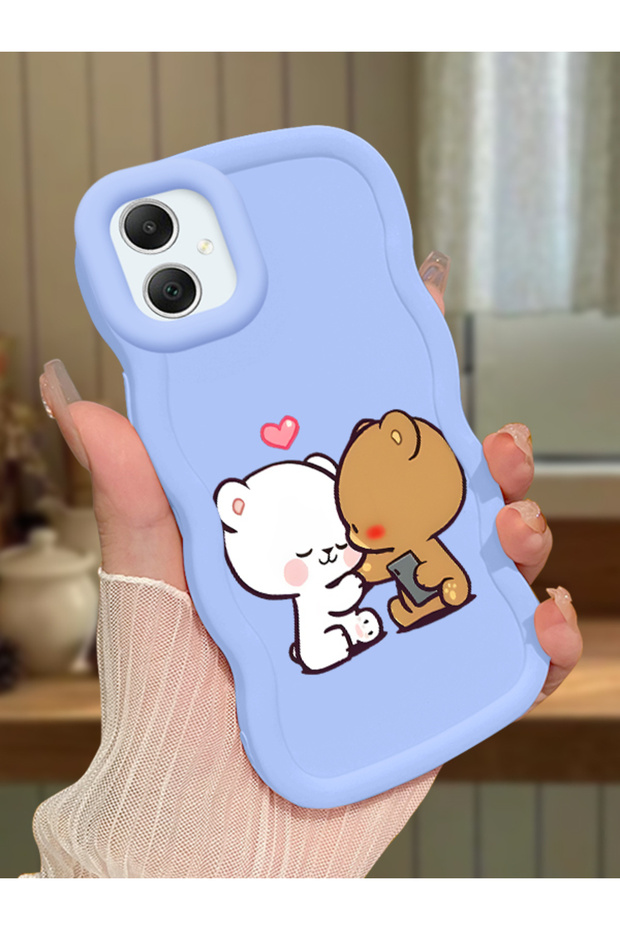 Samsung Galaxy A05 Compatible Case Camera Protective Blue Silicone Couple Phone Case Cute Pattern