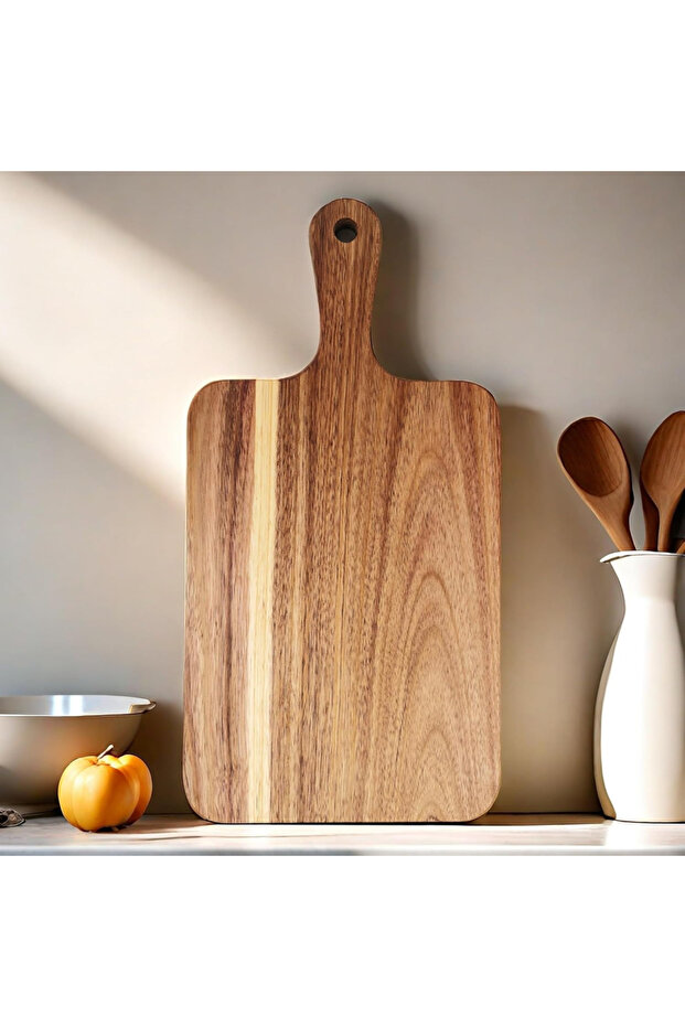 1PCS Wood Cutting Board with Handle Square Charcuterie Board Serving Board Cheese Bread Vegetables F