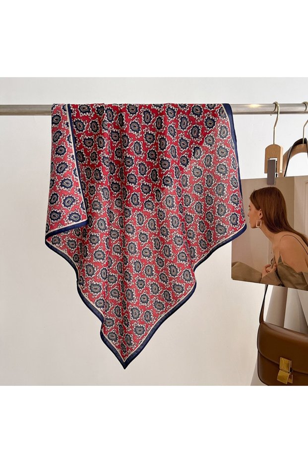 YG-6 Spring/Summer 70cm Cashew Print Square Scarf Women’s Breathable Imitation Silk Bandanna Luxury