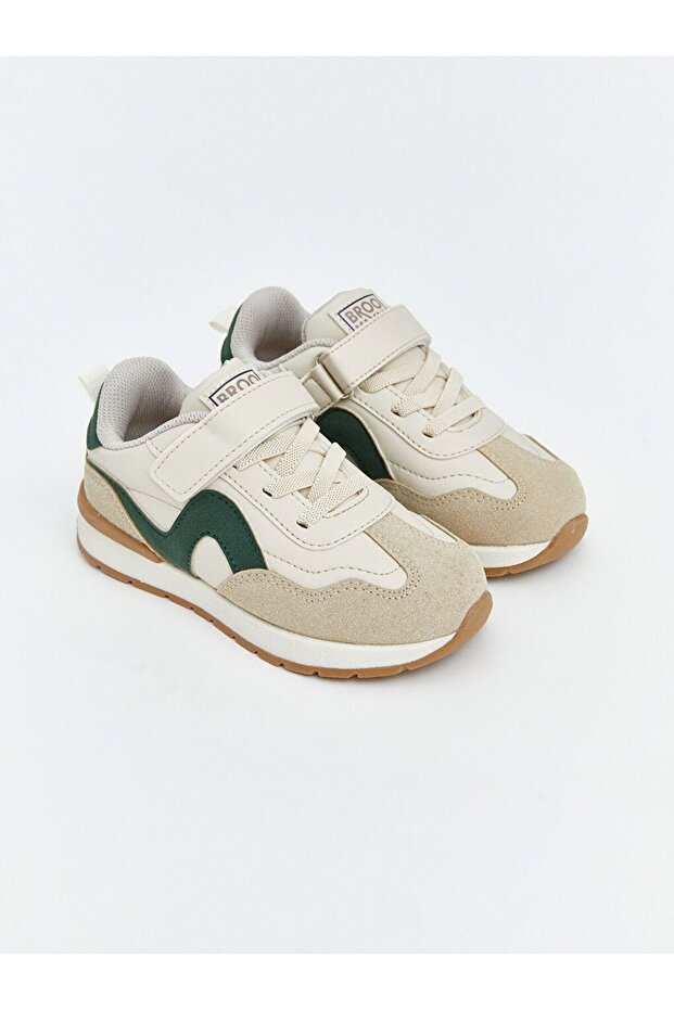 Lcw Steps Beige Suede Look Velcro Boys' Sports Shoes