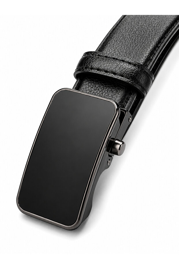 Men's Faux Leather Belt with Automatic Lock - Stylish Buckle with Special Mechanism