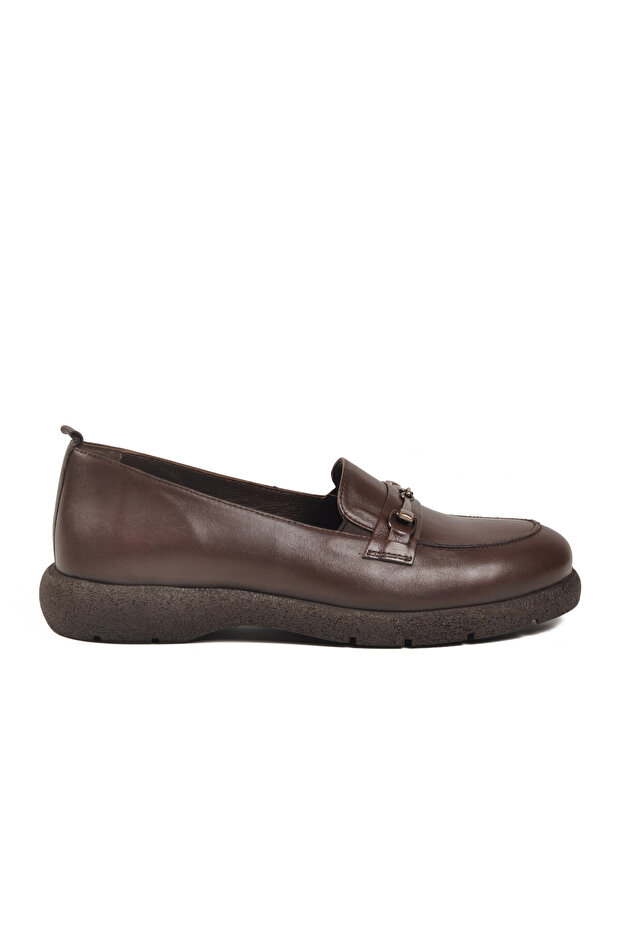 Brown Genuine Leather Women's Casual Shoes 44332 Z