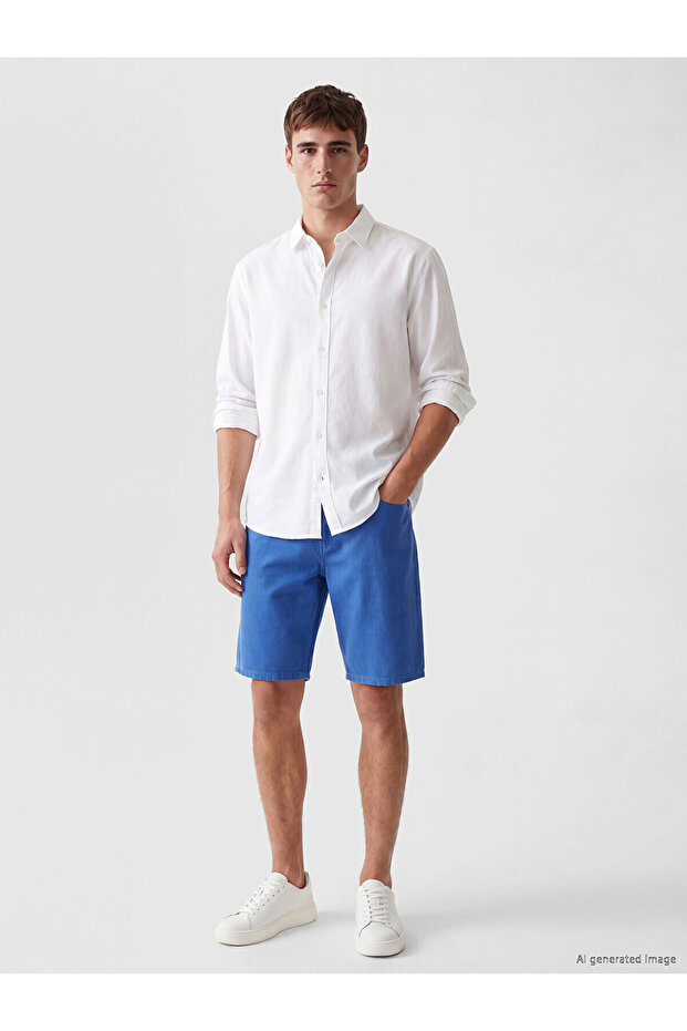 Nevavm Regular Fit Men's Jean Shorts with Difference