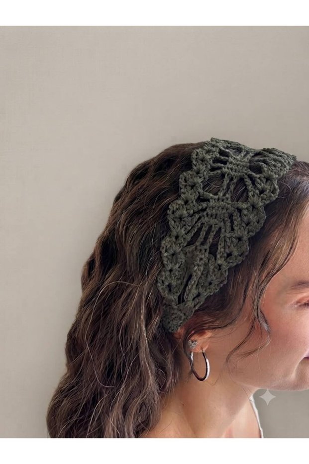 Hand Knitted Lace Hair Bandana Natural Handmade Modern and Aesthetic Hair Band