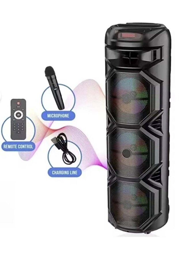 مكبر صوت متعدد الوسائط للحفلات ZQS8301 8x3 بوصة - مكبر صوت لاسلكي بتقنية البلوتوث مع إضاءة RGB، وجهاز تحكم عن بعد، وميكروفون لاسلكي
