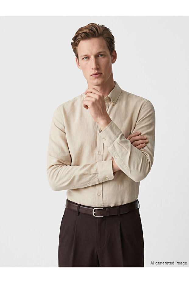 قميص رجالي من NEVAVM بتصميم Regular Fit Armoudule