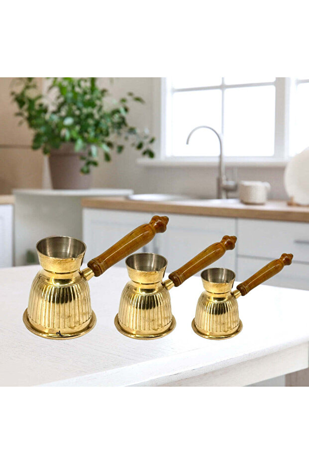 Brass Turkish Coffee Warmer and Tea Maker Pot with Gold Finish(H:4.5"W:4"Capacity:475ml)