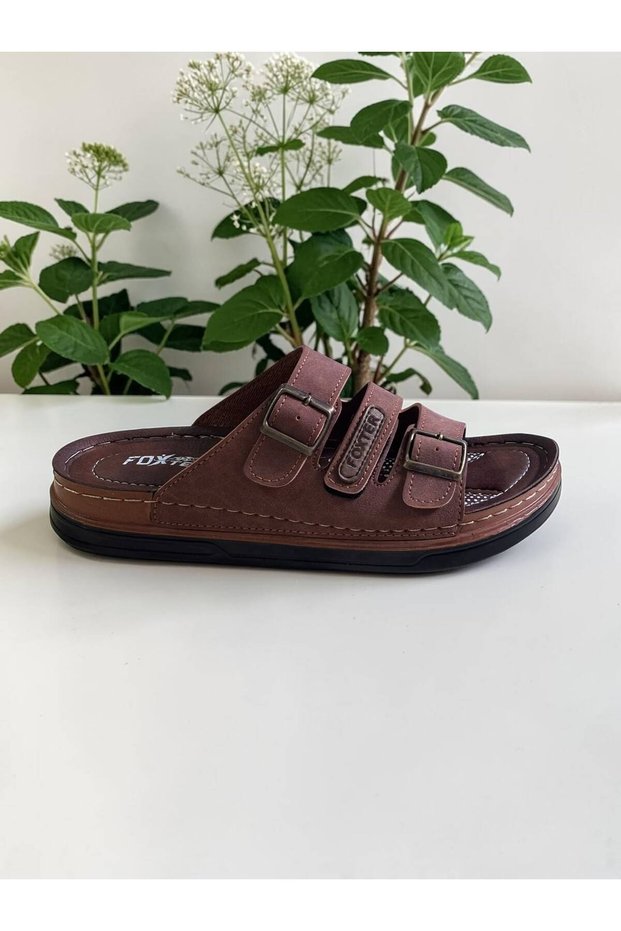 Foxter Merdane M-26203 Three-Stripes Buckle Velcro Boxed Daily Slippers