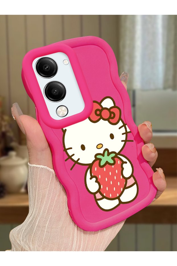 Vivo Y19S Gt 5g Compatible Case Camera Protector Red Silicone Couple Phone Case Kitty Pattern