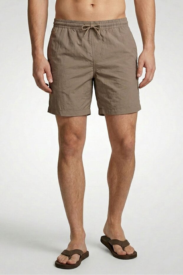 Men Solid Swimming Shorts, Brown