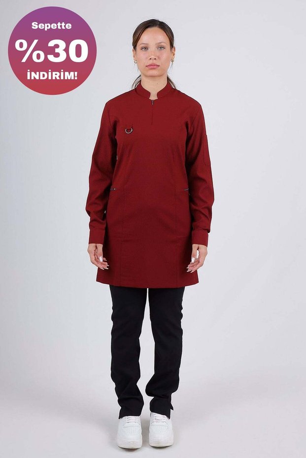 Emerald Gofre (Hijab) - Burgundy Top - Black Bottom Set