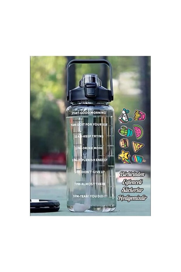2L Motivational Water Bottle with Straw, for Healthy and Energetic Days