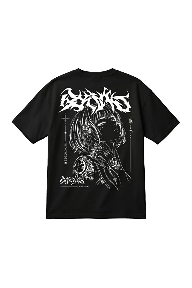 Black Metal Printed T-Shirt, Oversized Unisex T-Shirt