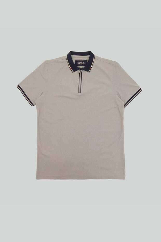Men's Pique Half Zip Polo Neck T-Shirt
