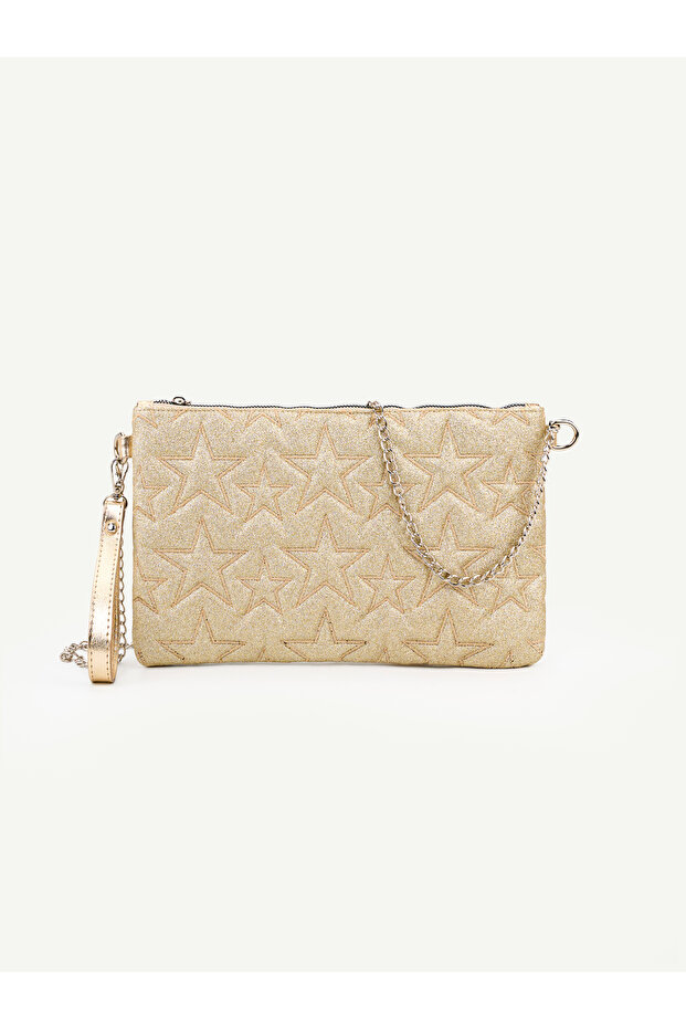 Women's Starry Glitter Chain Strap Portfolio & Clutch Bag