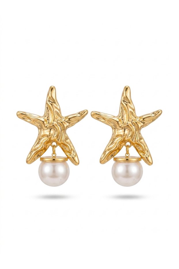 Starfish Pearl Design Pinterest Earrings |   Does Not Darken |   Gift Boxed Women's Earrings