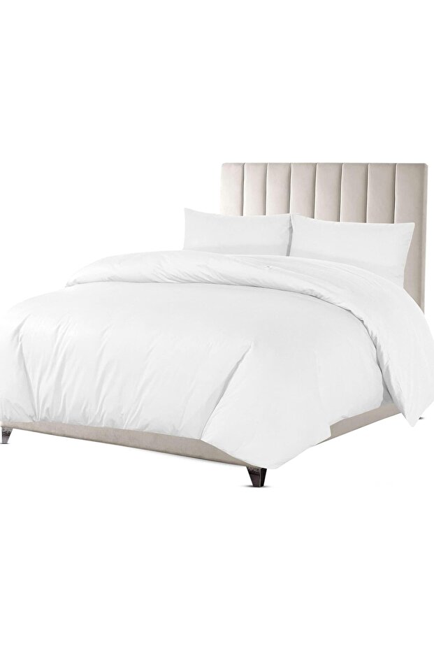 Sapphire Collection Luxury 100% Egyptian Cotton Duvet Quilt Cover & Pillowcase Bedding Set (White, Double)