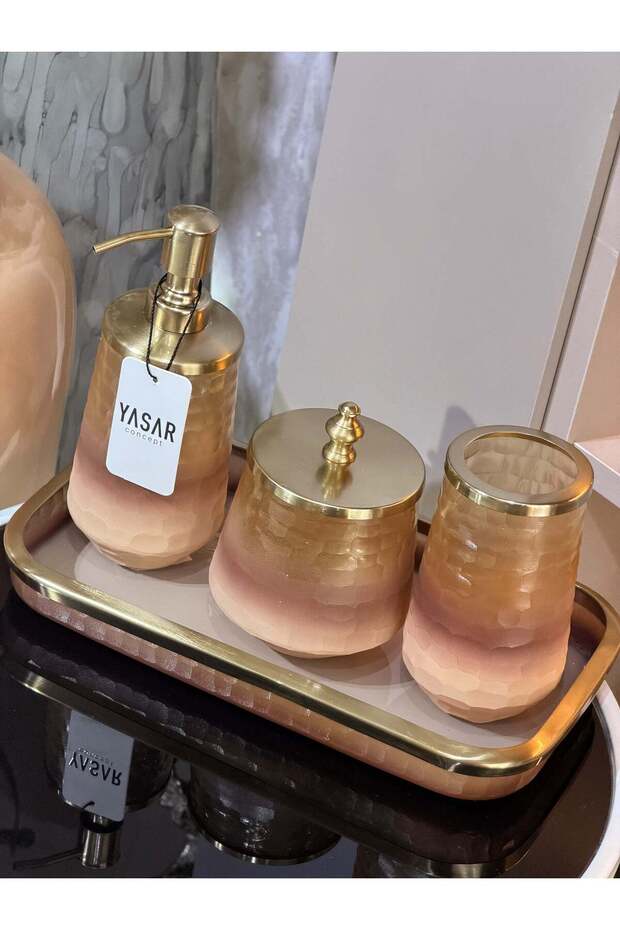 Lucerna Brass and Glass Bathroom Set 4 Pieces