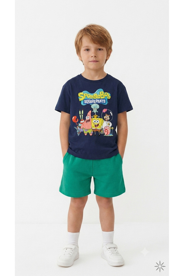 Boys' Spongebob Printed Crew Neck T-Shirt - Shorts Set