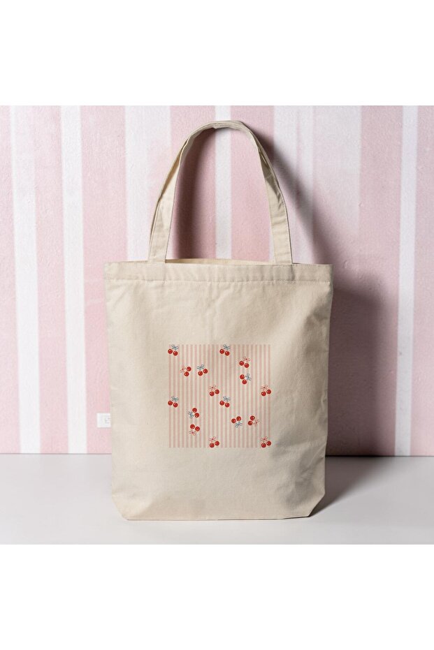 Cherry Printed Cloth Shoulder Bag - 35X40 cm