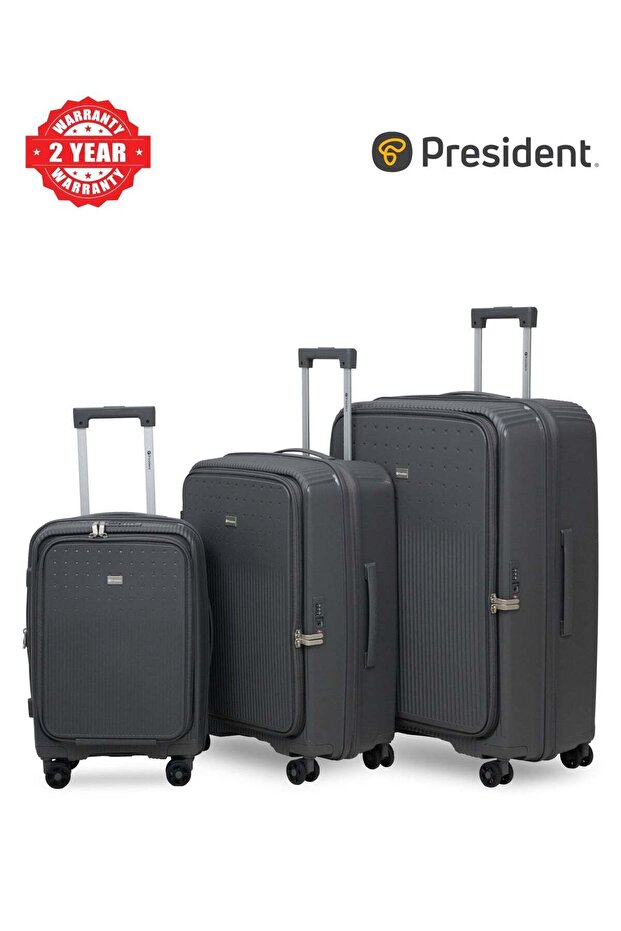 3 Piece Polypropylene Hard-side Luggage Set with TSA Lock | Lightweight Spinner Suitcases with 360° Wheels | Durable Trolley Bags for Secure Travel (Small, Medium, Large)