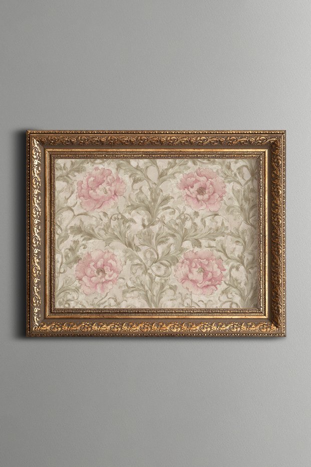 Pink Floral Motif - Vintage Patterned Painting - Thick Model