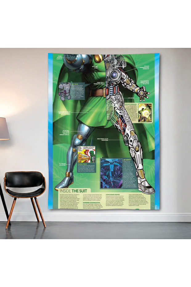 Green Lantern Character Blueprint Wall Covering Wall Tapestry First Quality Satin Fabric Poster